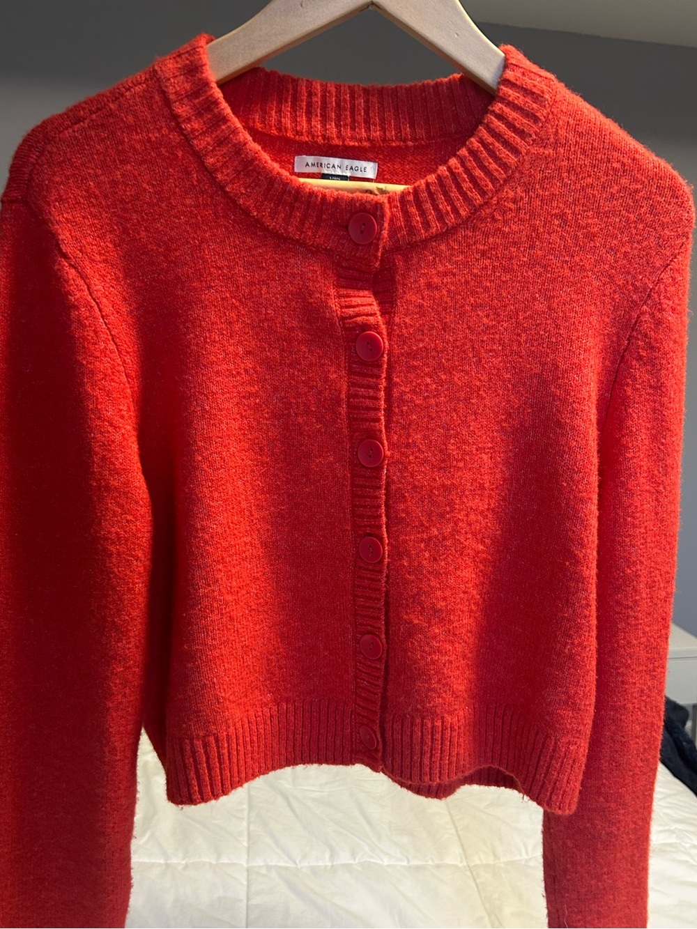 American Eagle Outfitters Women’s Bright Red Button-Front Cardigan